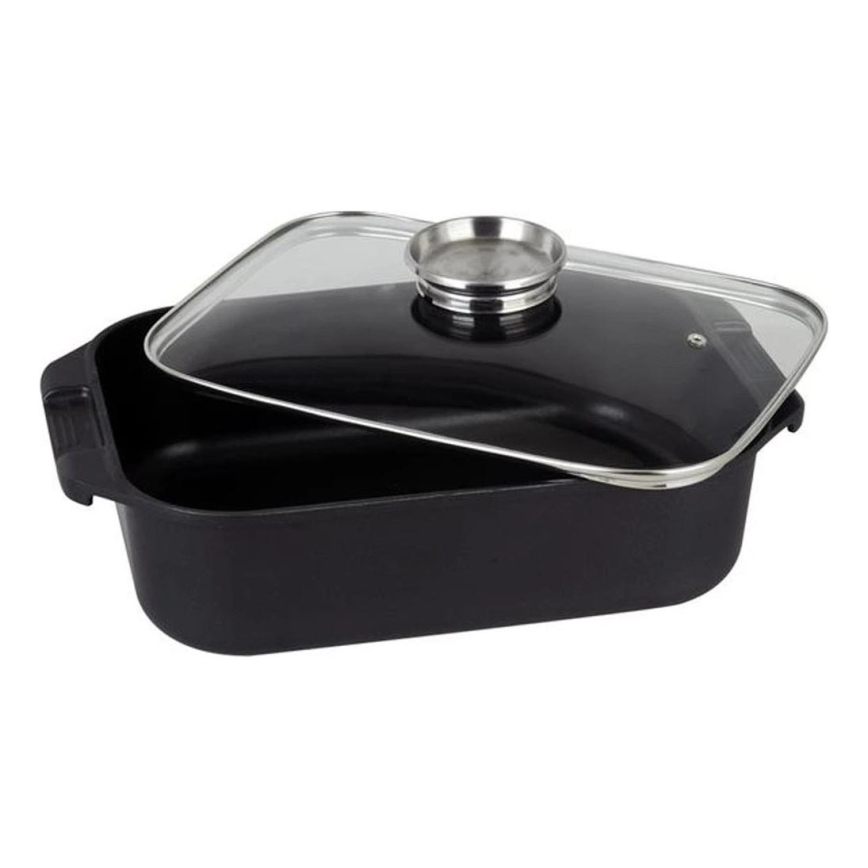 TORO Roasting Pan with Lid, 6.5 L — 34.5 x 10 x 24.5 cm, Black