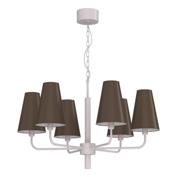 TORTOLA chain-suspended chandelier 6xE14/15W/230V brown/cream