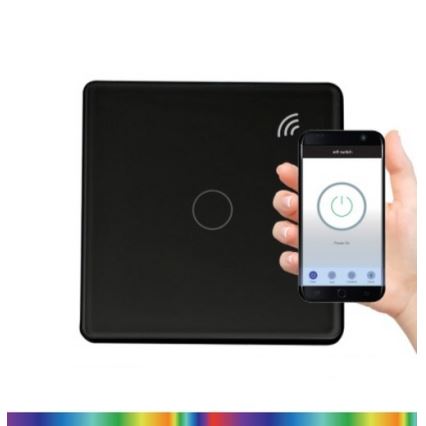 Touch switch 1-pole SMART 800W/230V black Wi-Fi Tuya