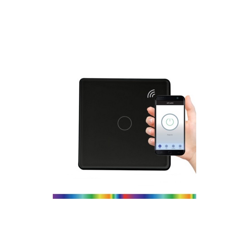 Touch switch 1-pole SMART 800W/230V black Wi-Fi Tuya