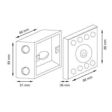 Touch switch with dimmer for unicolor LED strips 12-24V 4-channel
