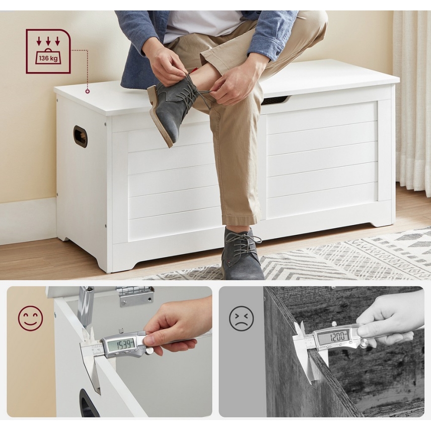 TOVIAN Storage Chest 100 x 46 x 40 cm, White