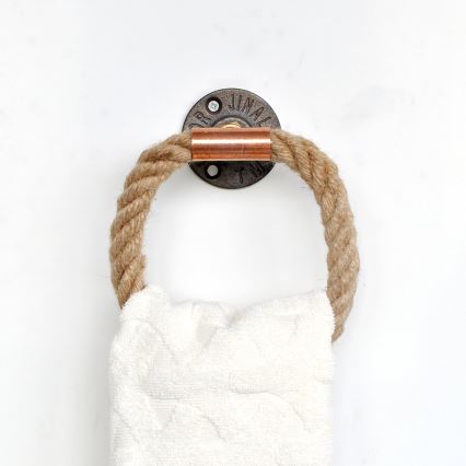 Towel holder 16x16 cm beige/gold