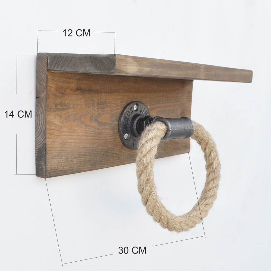 Towel holder with a shelf BORURAF 14x30 cm spruce