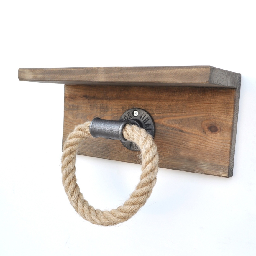 Towel holder with a shelf BORURAF 14x30 cm spruce