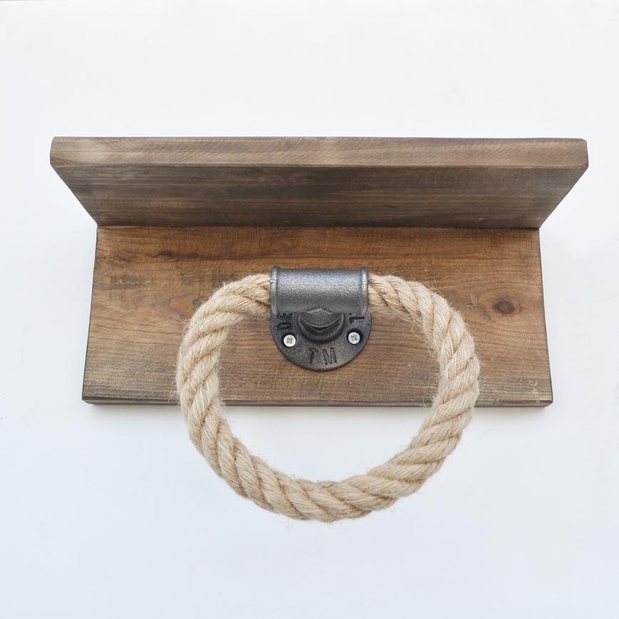 Towel holder with a shelf BORURAF 14x30 cm spruce