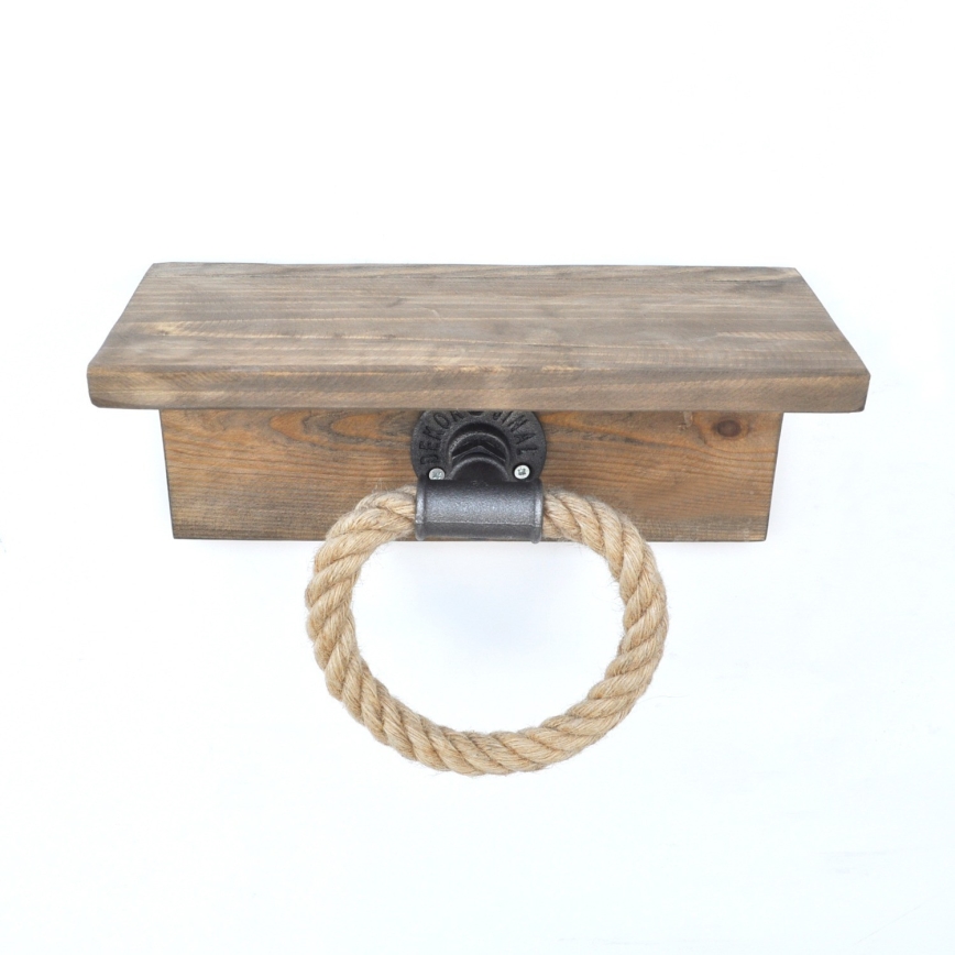 Towel holder with a shelf BORURAF 14x30 cm spruce