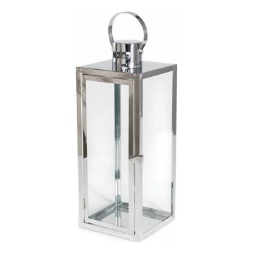 TOWER decorative lantern, 29 cm, polished chrome