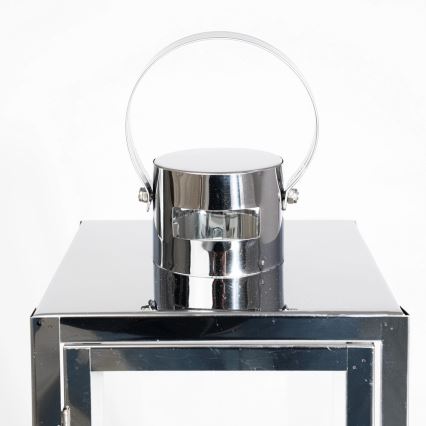 TOWER decorative lantern, 29 cm, polished chrome