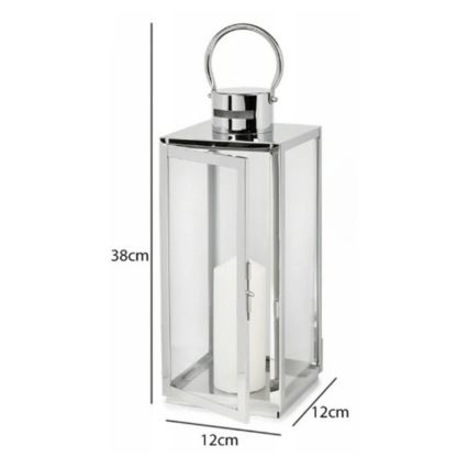TOWER Decorative Lantern, 38 cm, Polished Chrome