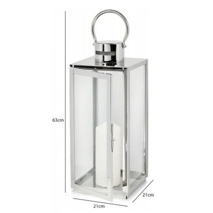 TOWER Decorative Lantern, 63 cm – Polished Chrome