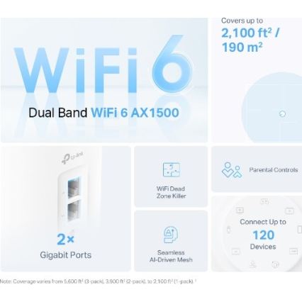 TP-Link - 2-Pack Wi-Fi 6 Mesh System for Whole-Home Coverage