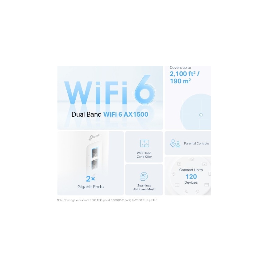 TP-Link - 2-Pack Wi-Fi 6 Mesh System for Whole-Home Coverage