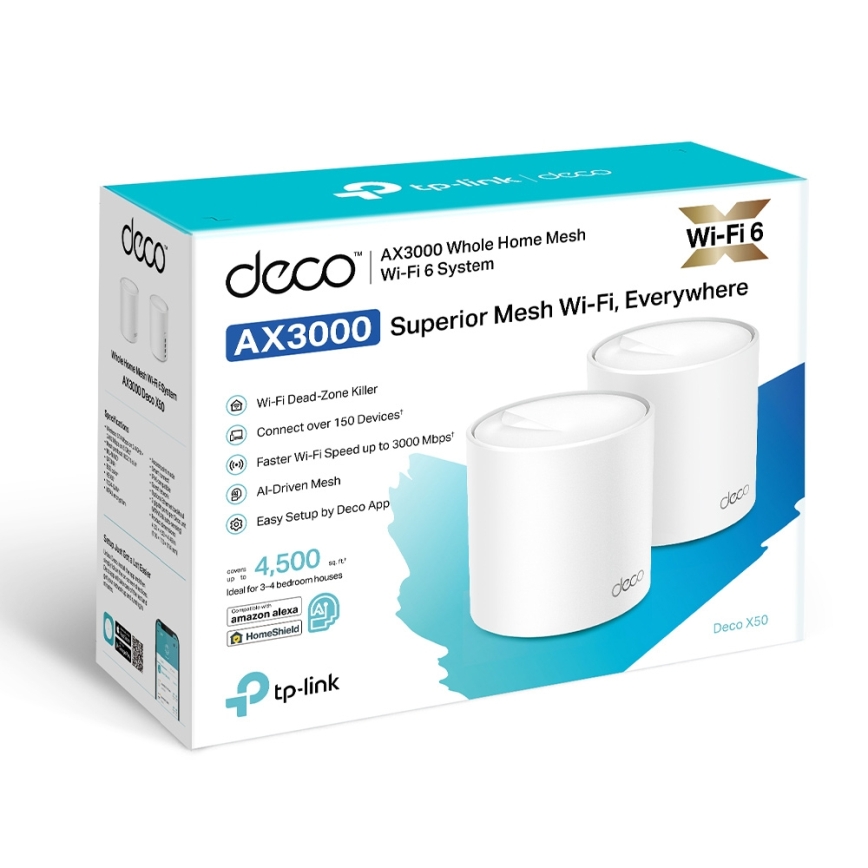 TP-Link - 2-Pack Wi-Fi 6 Whole-Home Mesh System Deco X50