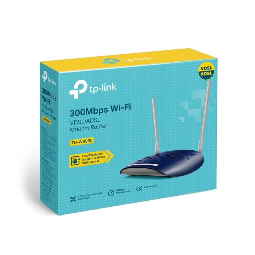 TP-Link - 300Mbps Wireless N VDSL/ADSL Modem and Router TD-W9960 Wi-Fi