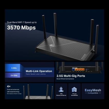 TP-Link - Archer BE230 Dual-Band Wi-Fi 7 Router