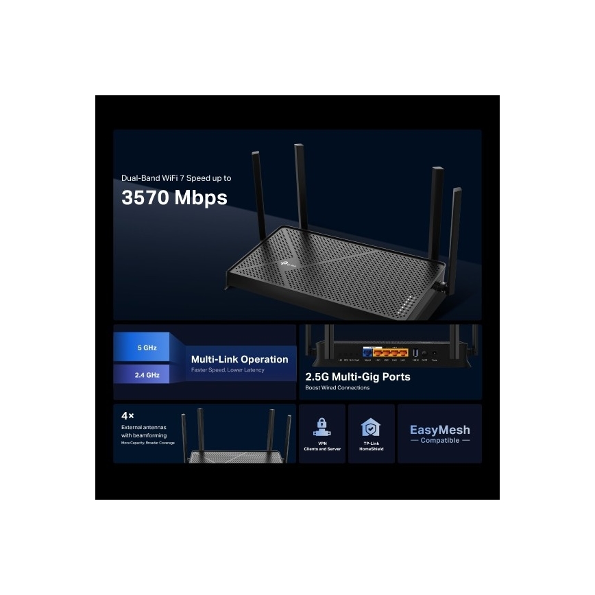 TP-Link - Archer BE230 Dual-Band Wi-Fi 7 Router