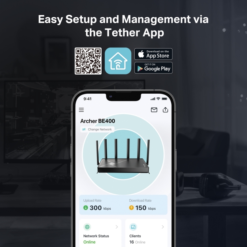 TP-Link Archer BE400 Dual-Band Wi‑Fi 7 Router