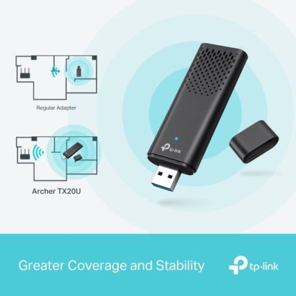 TP-Link - Archer TX20U Dual-Band Wi‑Fi 6 USB Wireless Adapter