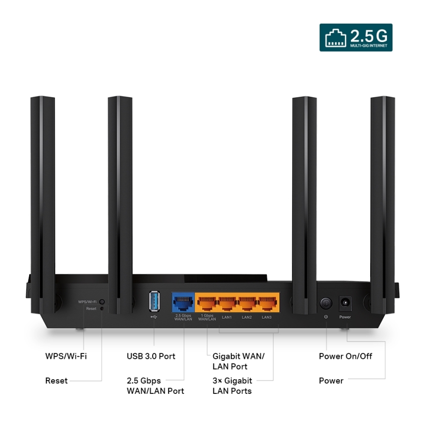 TP-Link - Dual-Band Multigigabit Wi-Fi 6 Router with 2.5 Gbps Port