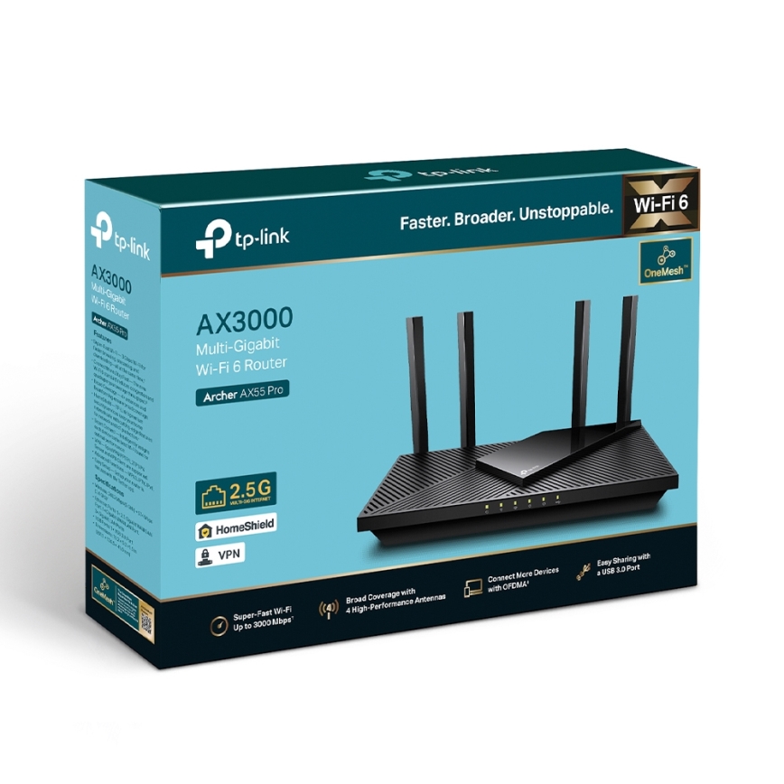 TP-Link - Dual-Band Multigigabit Wi-Fi 6 Router with 2.5 Gbps Port