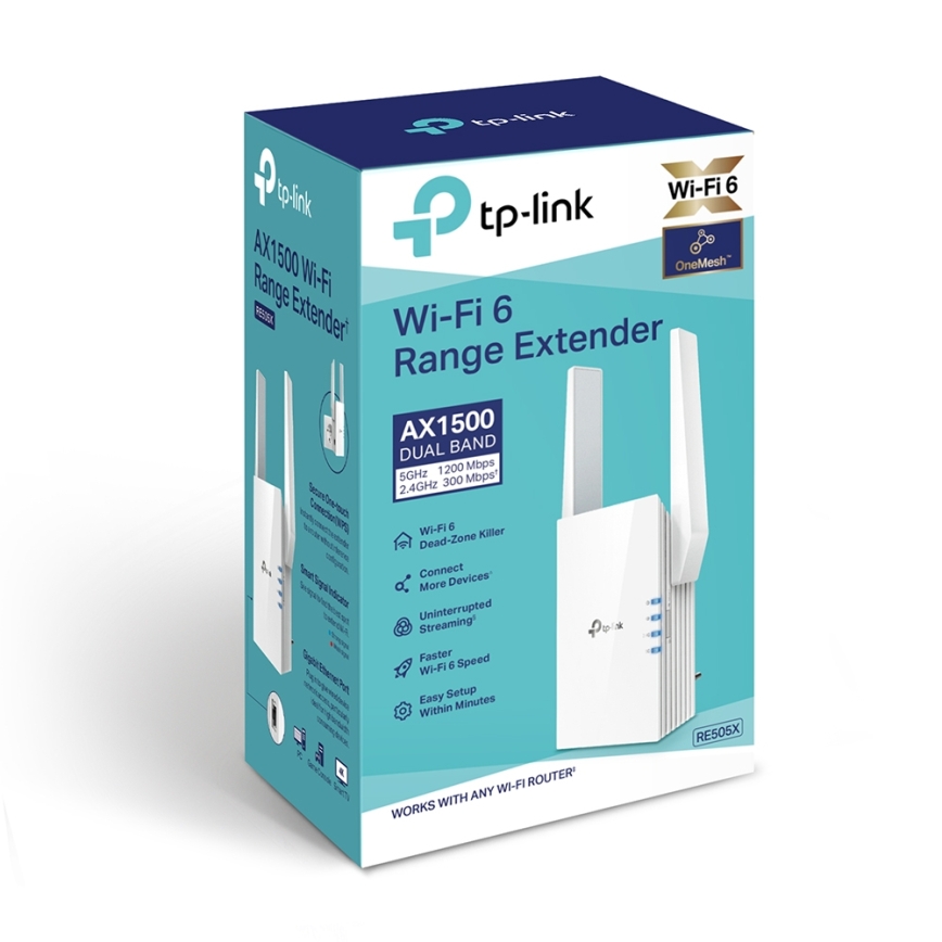 TP-Link - Dual-Band Wi-Fi 6 Range Extender RE505X