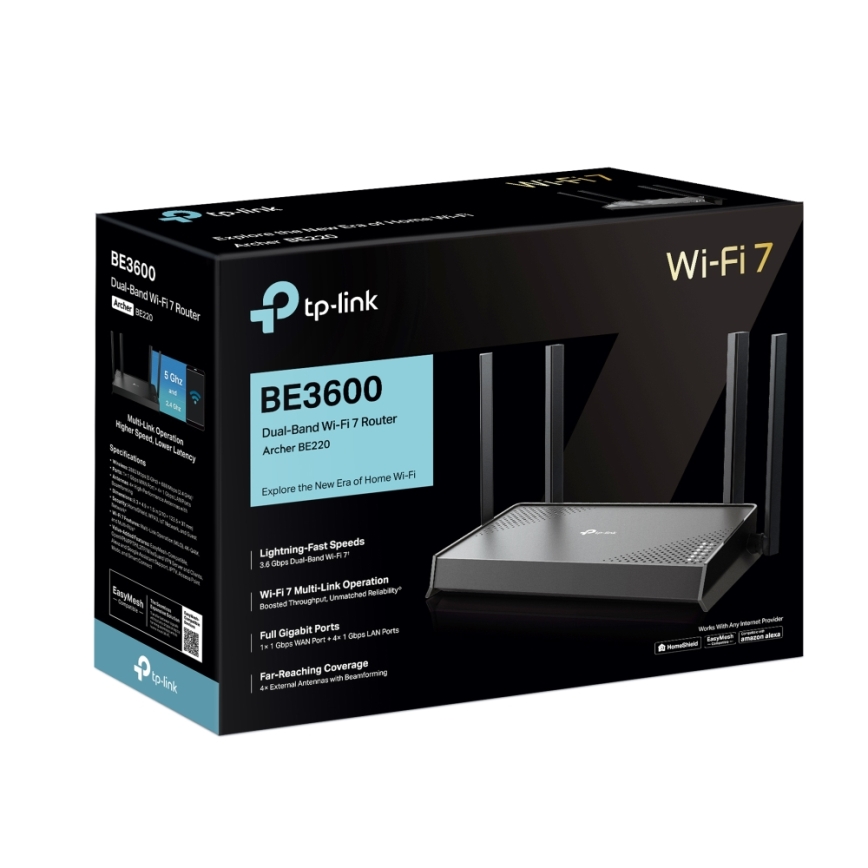 TP-Link - Dual-Band Wi-Fi 7 Router Archer BE220