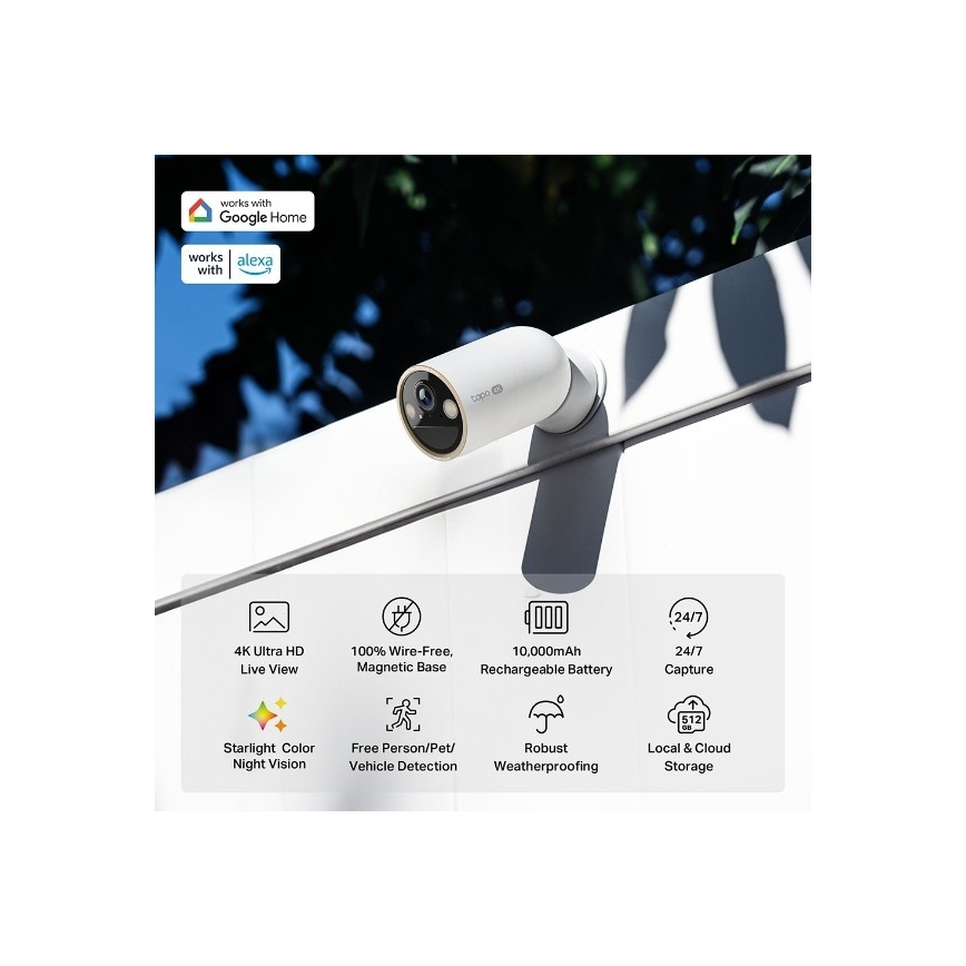 TP-Link - Outdoor Camera with Sensor, 10,000 mAh Battery, IP66, Wi-Fi