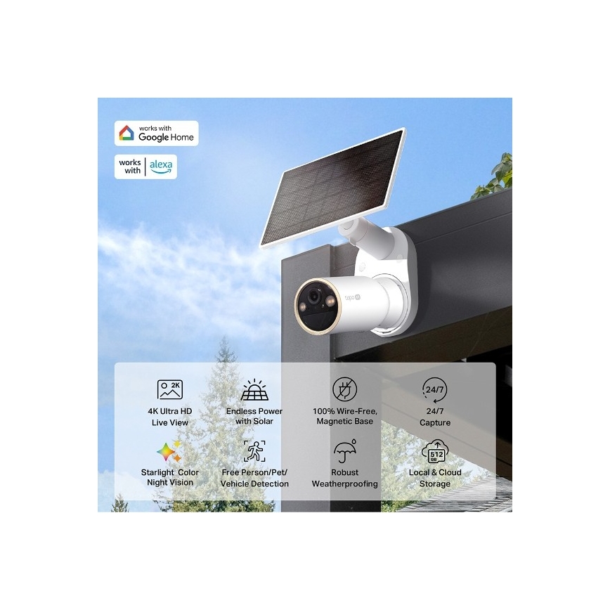 TP-Link - Outdoor Solar Camera with Sensor, IP66, Wi-Fi