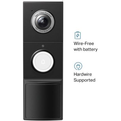 TP-Link - Smart Video Doorbell with 2K Sensor, 10000 mAh Battery, IP66, Wi-Fi