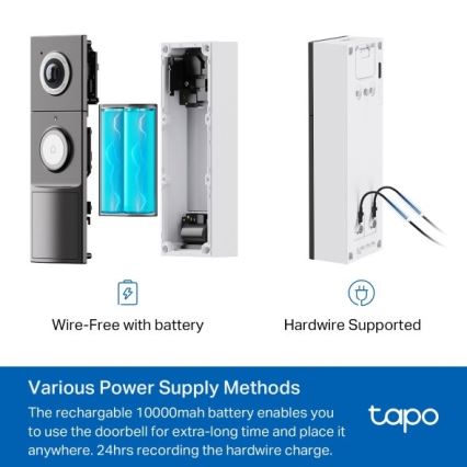 TP-Link - Smart Video Doorbell with 2K Sensor, 10000 mAh Battery, IP66, Wi-Fi