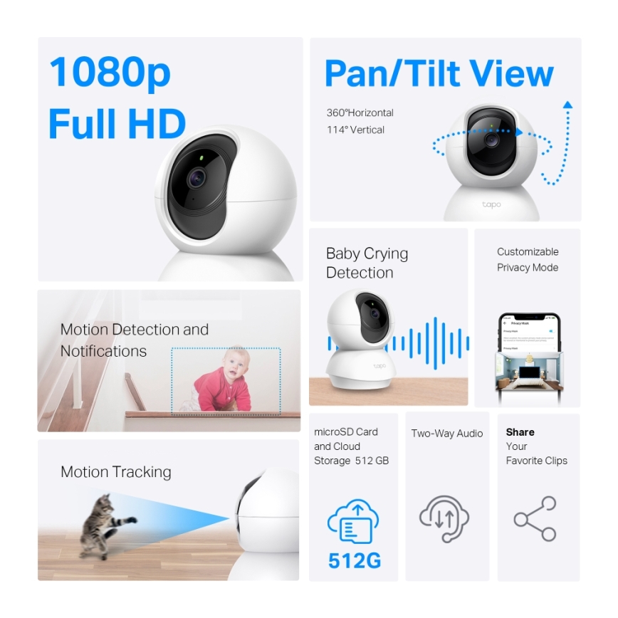TP-Link - Smart Pan-Tilt Wi-Fi Security Camera