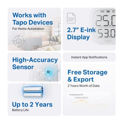 TP-Link - Smart Temperature and Humidity Monitor, 2x AAA