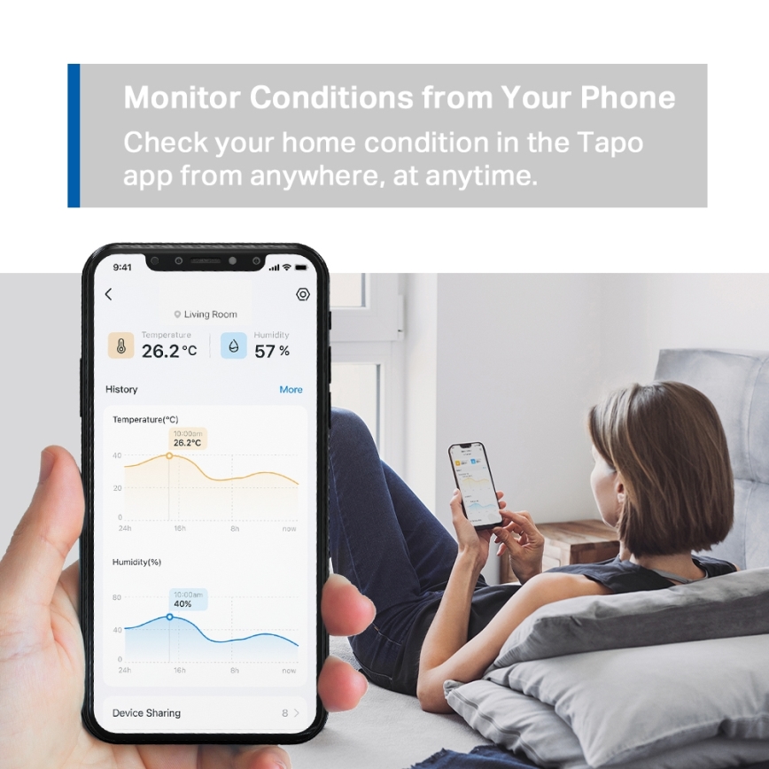 TP-Link - Smart Temperature and Humidity Monitor 2xAAA Wi-Fi