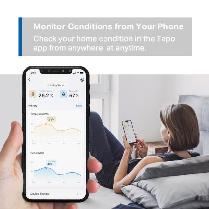 TP-Link - Smart Temperature and Humidity Sensor, Wi-Fi, 1x CR2450