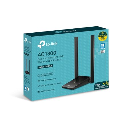 TP-Link - Archer T4U Plus Wi-Fi Wireless USB Network Adapter with High-Gain Antennas