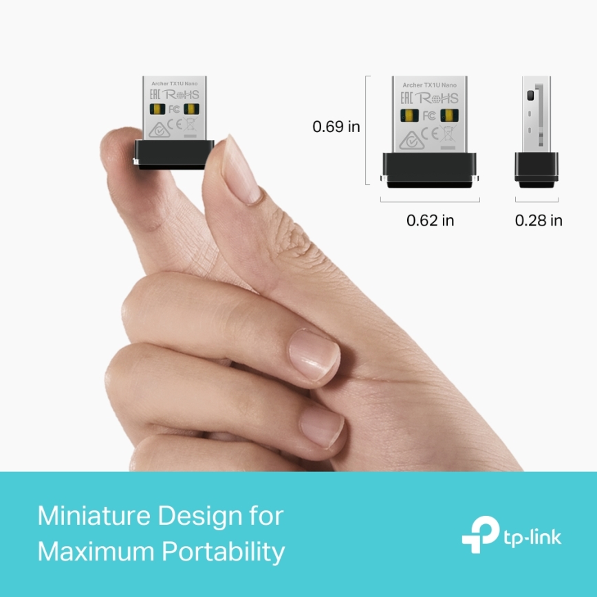 TP-Link - Wireless Wi-Fi 6 USB nano adapter Archer TX1U Nano