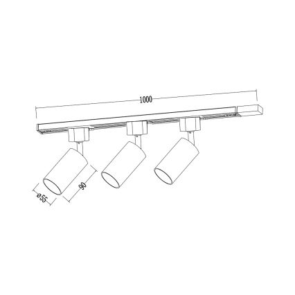 Track-mounted spotlight TIGER 3xGU10/10W/230V black
