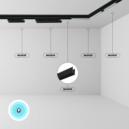Track Rail without Electrical Connection MAGNETIC TRACK 1.5 m Black