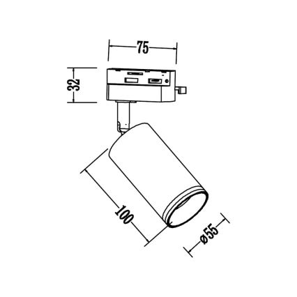 Track spotlight for 1-phase PIPE track system 1xGU10/10W/230V, black