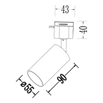 Track spotlight for 1-phase rail system TIGER 1xGU10/10W/230V black