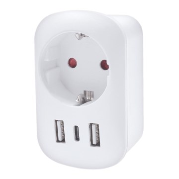 Travel adapter for USA 230V 2x USB-A + 1x USB-C