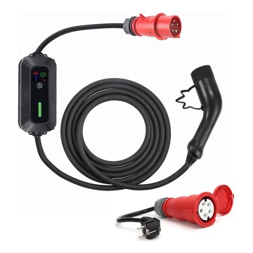 Travel charging station for electric cars EV/PHEV AC Type 2 16A/400V 11kW IP55 7m + adapter 230V 3,7kW + case