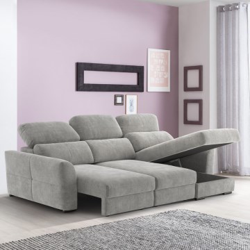 TRENTO Reversible Corner 3-Seater Sofa Bed with Storage, Light Grey