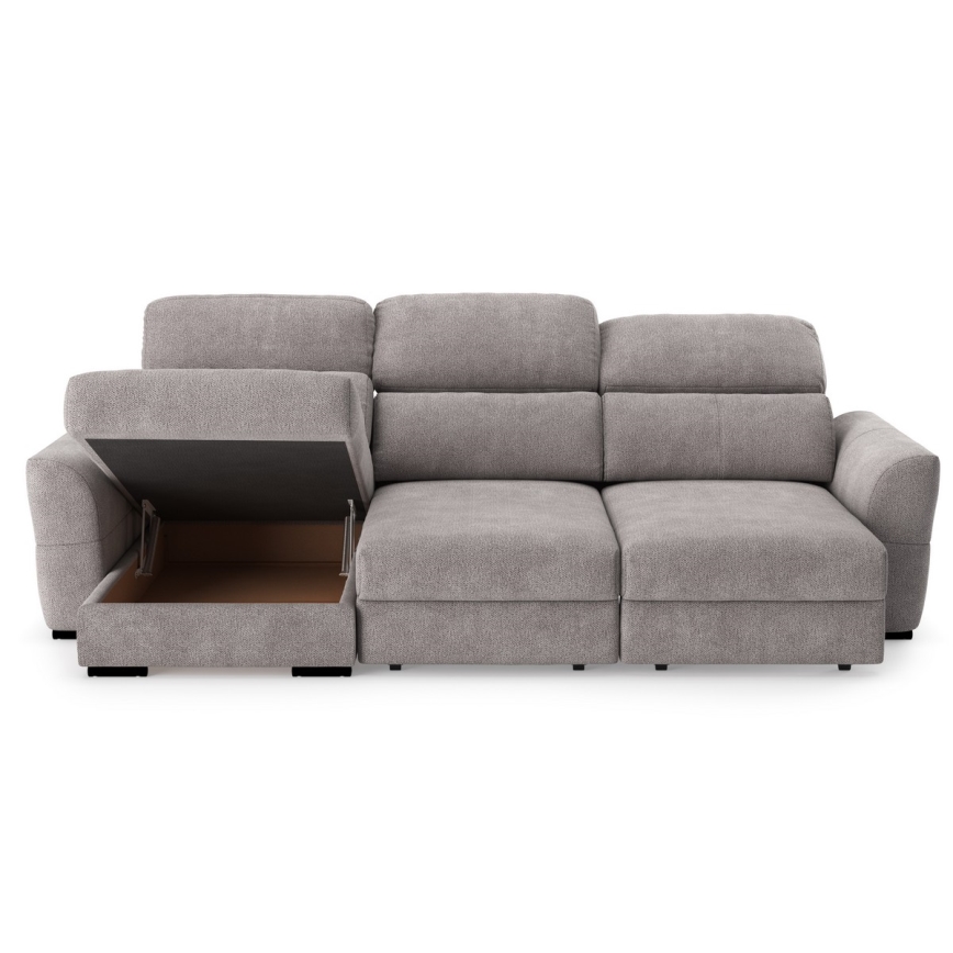 Versatile reversible corner 3-seater sofa bed with storage TRENTO — Taupe