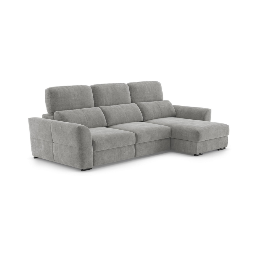 TRENTO Reversible Corner 3-Seater Sofa Bed with Storage, Light Grey