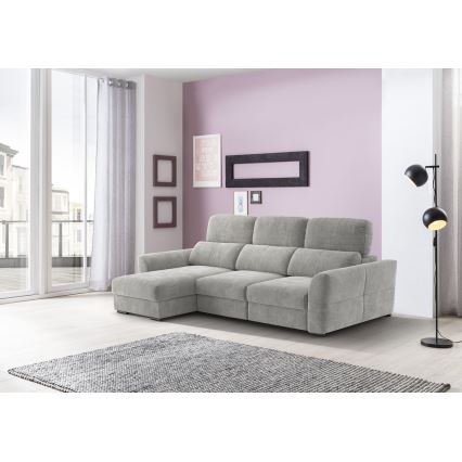 TRENTO Reversible Corner 3-Seater Sofa Bed with Storage, Light Grey