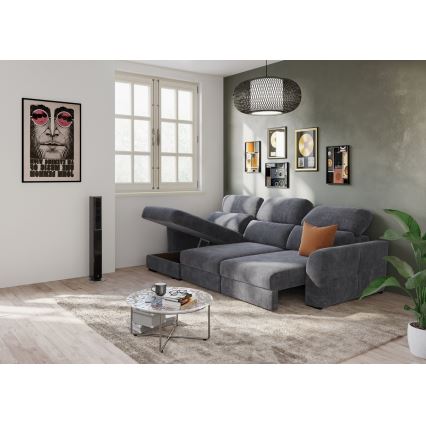 TRENTO Reversible Corner Sofa Bed, 3-Seater with Storage — Anthracite