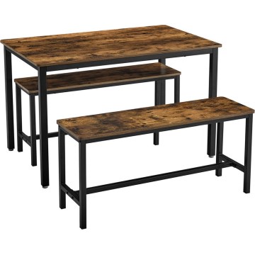 TREVOR bar table set with 2 benches, brown/black