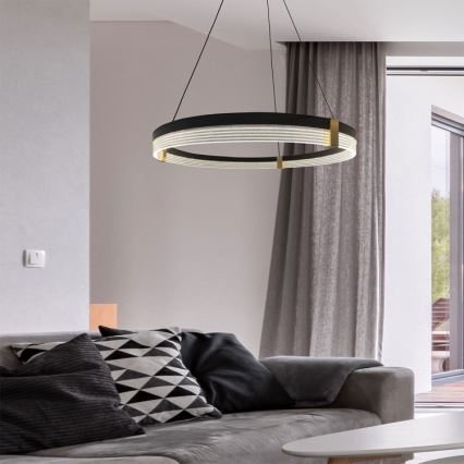 TRIANGLE LED cable-suspended pendant, 40W, 230V, 3000/4000/6000K, Ø 60 cm, black